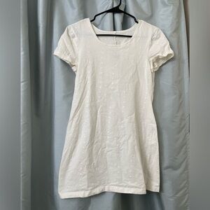 Possessed Vintage White Embroidered Flowers Textured Mini Dress size medium